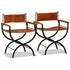 Swen Studio -  Folding Chairs 2 pcs Black and Brown Real Leather